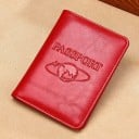 Genuine Leather Passport Cover Embossed Design with Globe and Airplane Document Holder for International Travel Size 14 x 10.5 cm 2