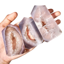 Geodă de agat 20–50 g cristal natural alb cu mijloc bej formă neregulată pentru colecționari și decor 2