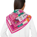 Geometriskt spel av kvadrater kvadratisk scarf Dam mode trend Multifunktionell scarf för huvud, hals och kropp Stilig accessoar 2