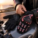 Geperforeerde en ademende motorrijhandschoenen met touchscreen en knokkel- en handpalmbescherming van polyester en katoen voor motorrijden 10