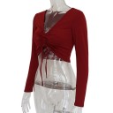 Geplooide crop top voor dames B100 1