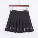 Geplooide minirok voor dames met kruisjes zwart