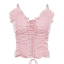 Geplooide top voor dames met vetersluiting 8