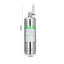 Gerador de dióxido de carbono para aquário 2 l sistema CO2 em aço inoxidável 12V com válvula e reactor para plantas e peixes 10,2 x 44 cm 5