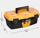 Gereedschapskoffer met organizers 30,5 × 17 × 13 cm plastic zwart-geel met handvat voor opslag en transport van gereedschap 4