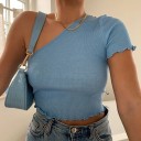 Geribbelde asymmetrische top voor dames 3