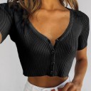 Geribbelde crop top voor dames A1357 3