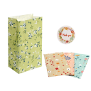 Geschenktüten 24 Stück 12 x 8 x 22 cm mit pflanzlichem Muster Krafttüten für Kekse und Süßigkeiten mit Aufklebern 3,5 cm 9