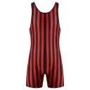 Gestreept herenbadpak F1013 rood