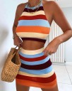Gestreepte crop top en rok voor dames 1