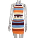 Gestreepte crop top en rok voor dames 3