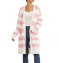 Gestreepte shaggy cardigan voor dames 1