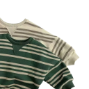 Gestreifter Kinderpullover mit langen Ärmeln und Rundhalsausschnitt Baumwolle und Polyester Lässiger, lockerer Pullover für Jungen 4
