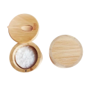 Gewürzdose mit Deckel und Löffel 9 x 7 cm aus Holz, hellbraune Behälter für Salz und Gewürze für die Küche 2