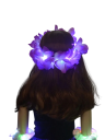 Ghirlanda hawaiana LED luminosa con fiori cerchietto 3 modalità luminose elastica con gomma a batteria decorazione per feste carnevali 6
