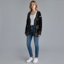 Giacca a maglia da donna Scollo a V Chiusura con bottoni Motivo a contrasto Taglio comodo Poliestere Per la città e il tempo libero 4