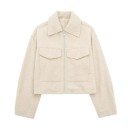 Giacca autunnale da donna in lana con zip Taglio corto Collo a revers Due tasche con patta Elegante giacchino per la stagione di transizione 6
