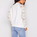 Giacca bomber da donna per primavera e autunno con maniche in pizzo trasparente Chiusura con zip Collo alla coreana Vestibilità aderente 4