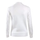 Giacca bomber da donna per primavera e autunno con maniche in pizzo trasparente Chiusura con zip Collo alla coreana Vestibilità aderente 7