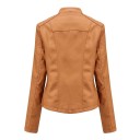 Giacca corta da donna in ecopelle Cerniera asimmetrica Lacci decorativi sulle spalle Collo a rever Due tasche con cerniera Maniche 11