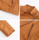 Giacca corta da donna in ecopelle Cerniera asimmetrica Lacci decorativi sulle spalle Collo a rever Due tasche con cerniera Maniche 12