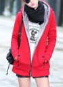 Giacca da donna con cappuccio e zip per la primavera e l'autunno Fodera in pile Taglio allungato sui fianchi Tasche con bottoni Cotone 13