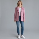 Giacca da donna con superficie pelosa Chiusura con 4 bottoni Rever appuntiti Vestibilità ampia Poliestere Per l'ufficio 7