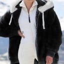 Giacca da donna in pile con cappuccio foderato in bianco Chiusura con zip Lacci nel cappuccio Polsini e orlo a costine Poliestere e cotone 2