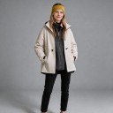 Giacca da donna outdoor impermeabile con cappuccio e zip con cordino in vita e tasca sul petto per escursioni e pioggia 9
