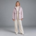Giacca da donna outdoor impermeabile con cappuccio e zip con cordino in vita e tasca sul petto per escursioni e pioggia 5
