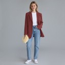 Giacca da donna Oversize Prolungata taglio ampio Rever Chiusura a bottoni Tasche Poliestere e cotone Per lavoro e città 5