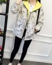 Giacca da donna reversibile con cappuccio per primavera e autunno Lato tinta unita e stampa a fumetti Chiusura con zip Poliestere 15