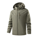 Giacca da uomo impermeabile in softshell con cappuccio Giacca turistica antivento con tasche Giacca outdoor per primavera e autunno con zip 5