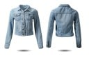 Giacca di jeans corta da donna di taglio classico con colletto Due tasche sul petto con patta Chiusura con bottoni Maniche lunghe 6
