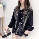 Giacca di jeans da donna decorata A1831 1