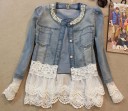 Giacca di jeans elegante da donna con pizzo 1