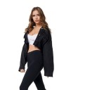 Giacca di jeans nera da donna A1839 3