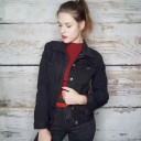 Giacca di jeans nera da donna 2