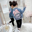 Giacca di jeans per ragazze con gatto 3