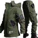 Giacca e pantaloni impermeabili unisex per moto con tasche in poliestere e cotone 3