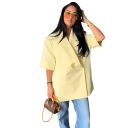 Giacca elegante da donna con colletto e maniche corte Giacca monocolore in poliestere e cotone Giacchino estivo alla moda in vari colori per lavoro e tempo libero 3