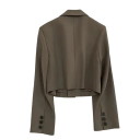Giacca elegante da donna con colletto e tasche Giacca da cerimonia monocolore con bottoni in cotone e poliestere Giacchino alla moda 7