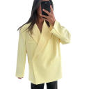 Giacca elegante da donna con colletto Giacca monocolore in poliestere e cotone Giacca stilosa in vari colori per ufficio, eventi sociali e tempo libero 1