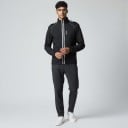 Giacca impermeabile da moto con cappuccio Unisex Collo alto e polsini regolabili Materiale PU e TPU Nera con strisce bianche Giacca da pioggia 2
