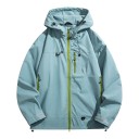 Giacca impermeabile e antivento con cappuccio e zip, tre tasche con zip e maniche e orlo regolabili unisex 9