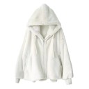 Giacca in pelliccia sintetica oversize con cappuccio e zip Giacca calda in pelliccia sintetica Polsini in maglia e tasche laterali Per 1