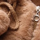 Giacca in peluche invernale per ragazze Chiusura con zip Tasche con orsetto Cappuccio con pelliccia e orecchie Immagine di un orso e un coniglio sulla schiena Cotone Poliestere 6