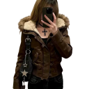 Giacca invernale da donna Chiusura con zip e bottoni Tasche per le mani Cappuccio Giacca invernale comoda 1