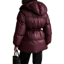 Giacca invernale da donna con cappuccio Chiusura con zip e bottoni Corda in vita Tasche per le mani Poliestere caldo e resistente Giacca comoda per l'inverno 3