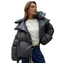 Giacca invernale da donna con cappuccio Giacca calda con bottoni e colletto e tasche Comodo cappotto invernale con chiusura calda per l'uso quotidiano 9